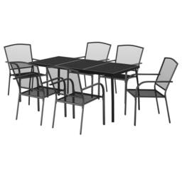 Berkfield Home 7 Piece Garden Dining Set Anthracite Steel in Black - thumbnail 3