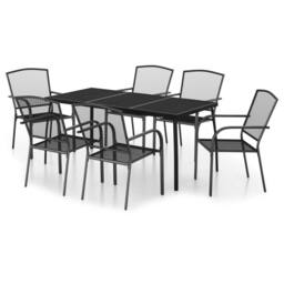 Berkfield Home 7 Piece Garden Dining Set Anthracite Steel in Black - thumbnail 1