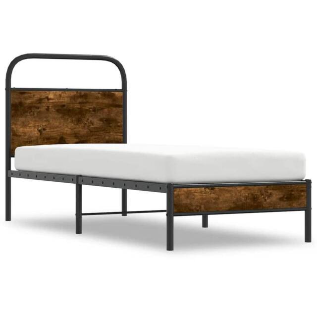 Berkfield Home Elegant Bed Frame Without Mattress 80x200 cm Smoked Oak Engineere in Brown - image 1