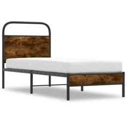 Berkfield Home Elegant Bed Frame Without Mattress 80x200 cm Smoked Oak Engineere in Brown - thumbnail 1
