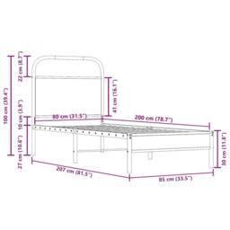 Berkfield Home Elegant Bed Frame Without Mattress 80x200 cm Smoked Oak Engineere in Brown - thumbnail 9