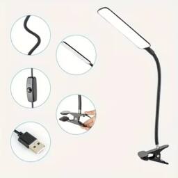 Dyzi Flexible LED Desk Lamp with Clip USB Powered in Black - thumbnail 5