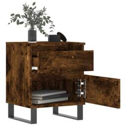 Berkfield Home Modern Bedside Cabinet Smoked Oak 40x35x50 cm Engineered Wood in Brown - Size: 40 x 35 x 50 cm - thumbnail 1