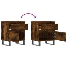 Berkfield Home Modern Bedside Cabinet Smoked Oak 40x35x50 cm Engineered Wood in Brown - Size: 40 x 35 x 50 cm - thumbnail 9