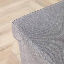 Home Source Large Folding Ottoman Grey Linen Fabric Chest Sturdy Storage - thumbnail 3