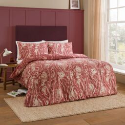 Wylder Albus Barn Owl Floral Duvet Cover Set in Red - Size: Super King - thumbnail 4