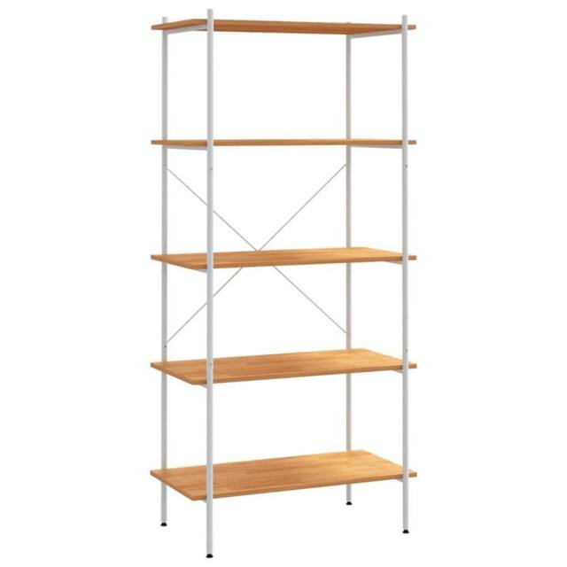 Berkfield Home 5-Tier Shelving Unit White & Oak 80x40x163 cm - Size: 80 x 40 x 163 cm - image 1