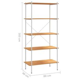 Berkfield Home 5-Tier Shelving Unit White & Oak 80x40x163 cm - Size: 80 x 40 x 163 cm - thumbnail 7