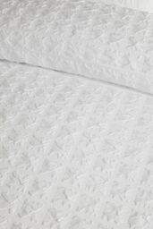 Serene 'Embossed Grid' Embossed Textured Duvet Cover Set in White - Size: King - thumbnail 3