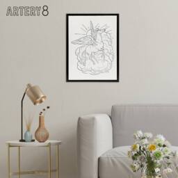 "Artery8 Pegasus Flies In Front Of A Cloud Leo Gestel Black Framed Canvas Art in White - Size: W12"" x H16""" - thumbnail 3