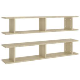 Berkfield Home Wall Shelf 2 pcs Sonoma Oak 105x18x20 cm Engineered Wood in Light Tan - Size: 105 x 18 x 20 cm - thumbnail 1