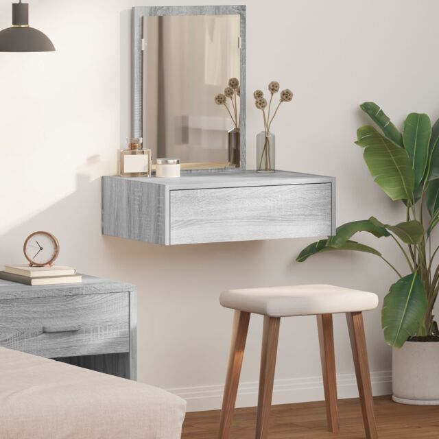 Berkfield Home Wall Hanging Dressing Table in Grey Sonoma, 60x40x70 cm - Size: 60 x 40 x 70 cm - image 1