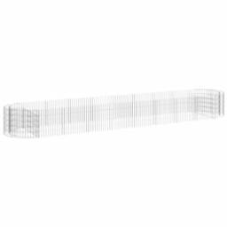 Berkfield Home Gabion Raised Bed Galvanised Iron 500x100x50 cm in Silver - Size: 500 x 100 x 50 cm - thumbnail 1