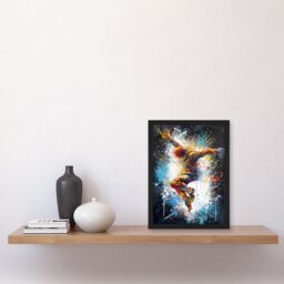 Artery8 Before the Land Parkour Jump Paint Splat Portrait Artwork Framed Wall Art Print A4 in Black - thumbnail 2