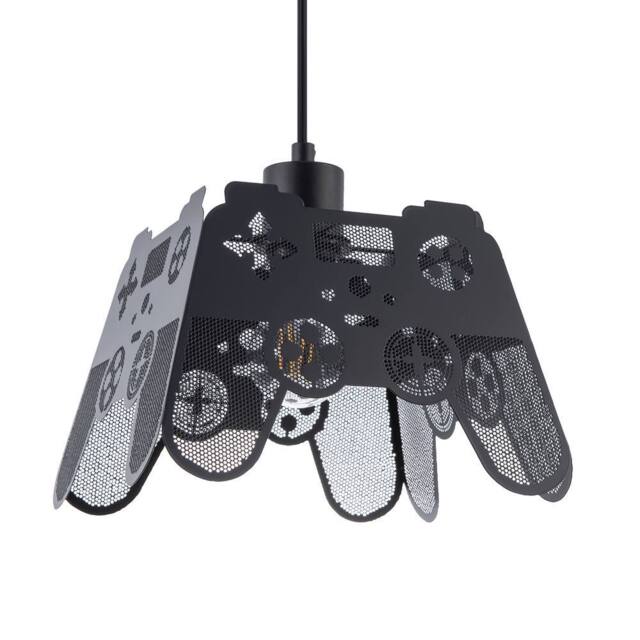 Happy Homewares Modern Matte Black Game Controller Pendant Shade with Laser Cut Holes - image 1