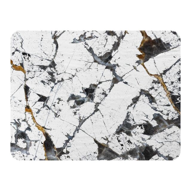 Benjamin Tate Design Black & Gold Marble Blanket in Natural - Size: 120 cm x 150 cm - image 1