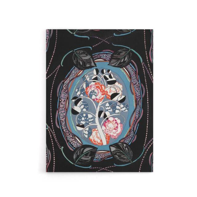 "Artery8 Floral Motif Benedictus Vintage Canvas Wall Art in Black - Size: W18"" x H24""" - image 1