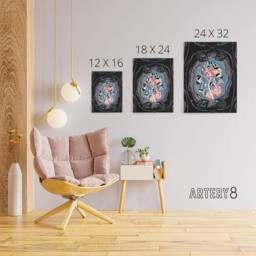 "Artery8 Floral Motif Benedictus Vintage Canvas Wall Art in Black - Size: W18"" x H24""" - thumbnail 4
