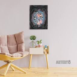 "Artery8 Floral Motif Benedictus Vintage Canvas Wall Art in Black - Size: W18"" x H24""" - thumbnail 3