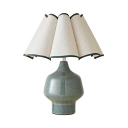ValueLights Jamie Glazed Ceramic Table Lamp with Scallop Trim Lamp Shade in Green - thumbnail 6