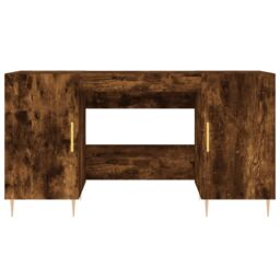 Berkfield Home Desk Smoked Oak 140x50x75 cm Engineered Wood in Brown - Size: 140 x 50 x 75 cm - thumbnail 6