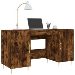 Berkfield Home Desk Smoked Oak 140x50x75 cm Engineered Wood in Brown - Size: 140 x 50 x 75 cm - thumbnail 3