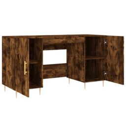Berkfield Home Desk Smoked Oak 140x50x75 cm Engineered Wood in Brown - Size: 140 x 50 x 75 cm - thumbnail 5