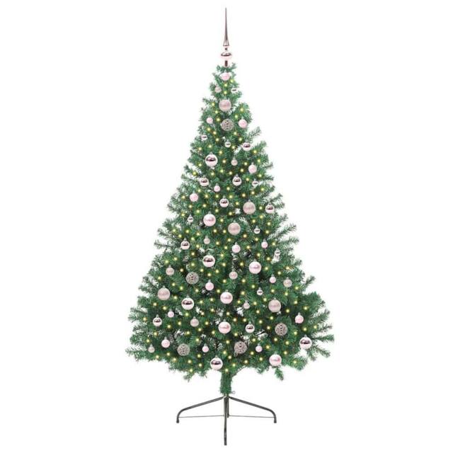 Berkfield Home Beautiful Artificial Pre-lit Christmas Tree Green 210 cm PVC - image 1