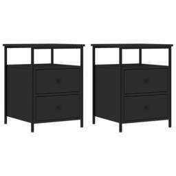 Berkfield Home Bedside Cabinets 2 pcs Black 44x45x60 cm Engineered Wood - Size: 44 x 45 x 60 cm - thumbnail 1