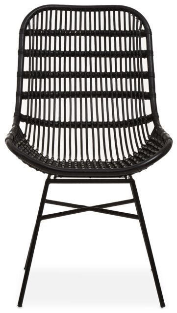 Orsina Curved Black Natural Rattan Chair, Rustless Rattan Chair, Easy Cleaning Rattan Armchair - image 1