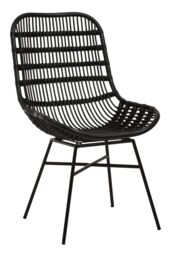 Orsina Curved Black Natural Rattan Chair, Rustless Rattan Chair, Easy Cleaning Rattan Armchair - thumbnail 2