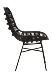 Orsina Curved Black Natural Rattan Chair, Rustless Rattan Chair, Easy Cleaning Rattan Armchair - thumbnail 3