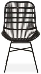 Orsina Curved Black Natural Rattan Chair, Rustless Rattan Chair, Easy Cleaning Rattan Armchair - thumbnail 6