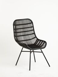 Orsina Curved Black Natural Rattan Chair, Rustless Rattan Chair, Easy Cleaning Rattan Armchair - thumbnail 5