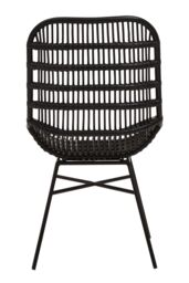 Orsina Curved Black Natural Rattan Chair, Rustless Rattan Chair, Easy Cleaning Rattan Armchair - thumbnail 4
