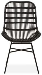 Orsina Curved Black Natural Rattan Chair, Rustless Rattan Chair, Easy Cleaning Rattan Armchair - thumbnail 1