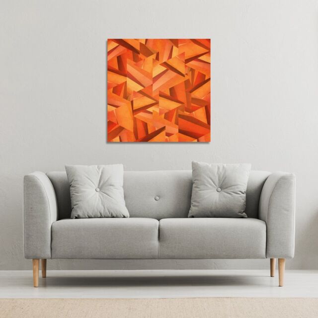 Benjamin Tate Design Autumn Coloured Geometric Triangle Patterns (Canvas Print) / 61 x 61 x 4cm in Natural - Size: 61 x 61 x 4 cm - image 1