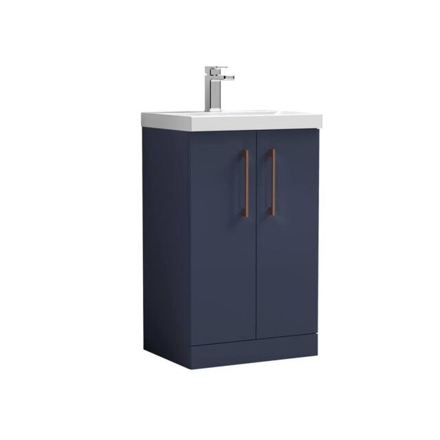 Balterley Modern Bathroom 2 Soft Close Door Vanity Unit Basin, Blue, 500mm in Blue - image 1