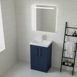 Balterley Modern Bathroom 2 Soft Close Door Vanity Unit Basin, Blue, 500mm in Blue - thumbnail 4