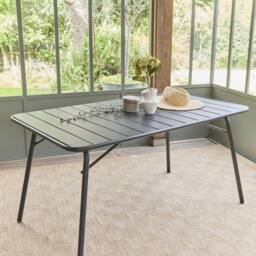 sweeek 4-seater Metal Folding Garden Table 140cm in Grey - thumbnail 1