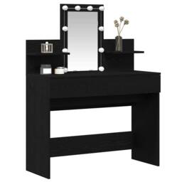 Berkfield Home Elegant Dressing Table with LED Black Oak 100x40x130 cm - Size: 100 x 40 x 130 cm