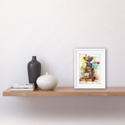"Artery8 Wall Art Print Vintage Coffee Grinder Modern Watercolour Painting Modern Watercolour Painting Artwork Framed 9X7 Inch - Size: W7"" x H9""" - thumbnail 2