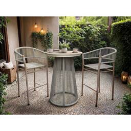 Solace+Co Hana Round Bar Table & Lita Chairs Garden Set in White
