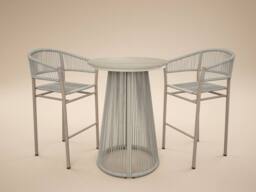 Solace+Co Hana Round Bar Table & Lita Chairs Garden Set in White - thumbnail 2