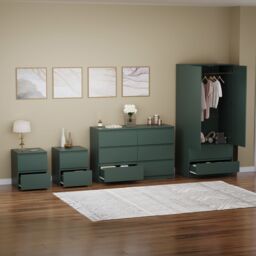 Home Discount Vida Designs Denver 4Pc Bedroom Set(2 Bedside, 6 Drawer Chest, Wardrobe) in Green - thumbnail 6