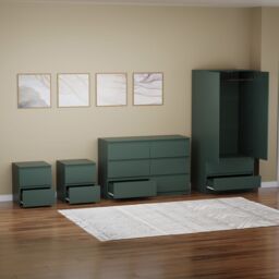 Home Discount Vida Designs Denver 4Pc Bedroom Set(2 Bedside, 6 Drawer Chest, Wardrobe) in Green - thumbnail 5