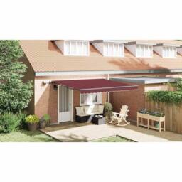 Berkfield Home Manual Retractable Awning with LEDs Burgundy 400x300 cm - thumbnail 2