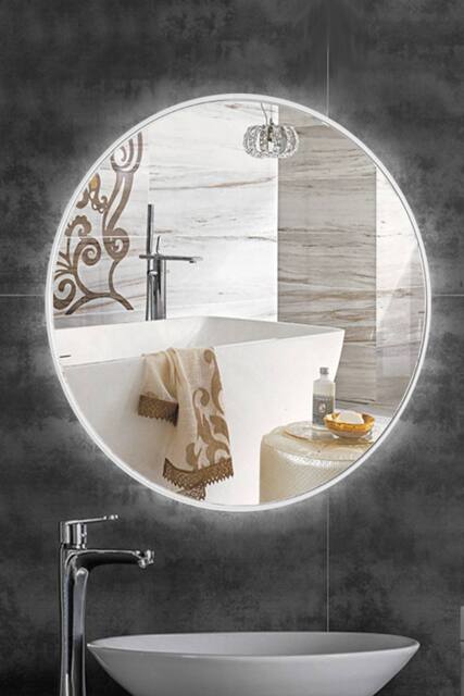Living and Home Nordic Round Wall Mirror in Natural - image 1