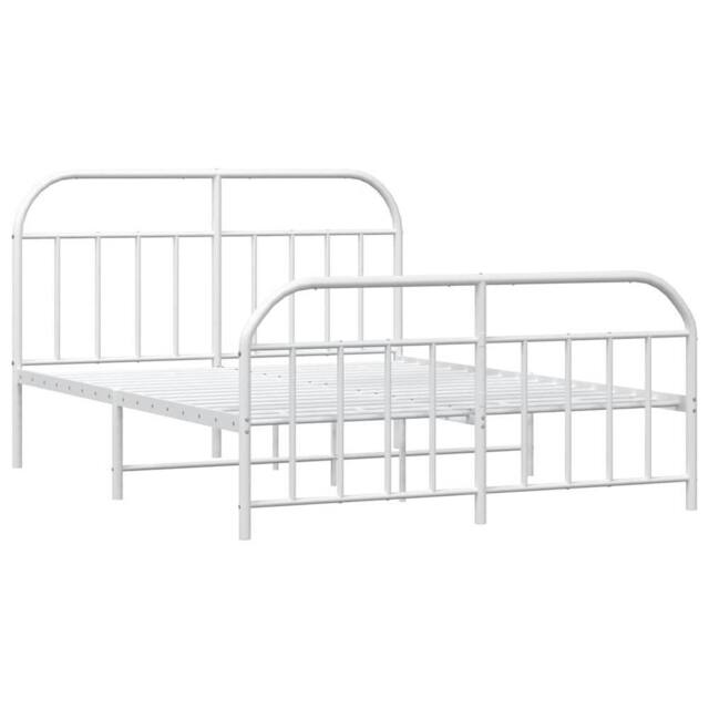 Berkfield Home Metal Bed Frame with Headboard & Footboard White 135x190 cm Double - image 1
