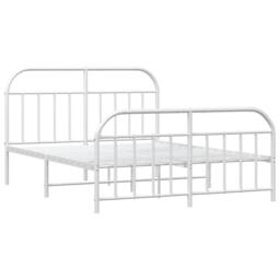 Berkfield Home Metal Bed Frame with Headboard & Footboard White 135x190 cm Double - thumbnail 1